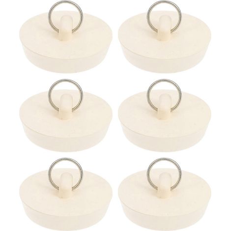 Lot de 6 bouchons en caoutchouc pour évier, baignoire et cuisine.-2.82X2.3X1CM-White (1/4)