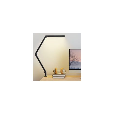 Lampada da tavolo, luminosità e temperatura colore regolabili, morsetto in metallo, 96 lampadine LED nere - Crezuo