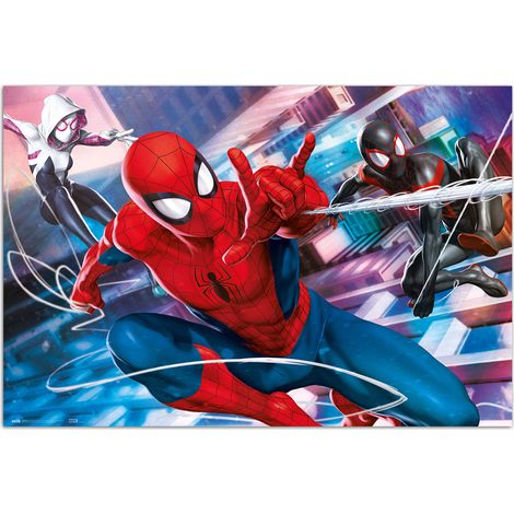 Grupo Erik Poster Marvel Spiderman Peter, Miles & Gwen - Laminas decorativas 61x91,5cm a todo color  Posters para pared ideal decoración habitación Marvel regalos