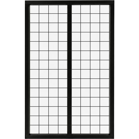 Verrière atelier intérieure aluminium noir 2 vitrages 69 x 117 cm - Décor géométrique - Damier - noir et transparent - Verre trempé (1/5)