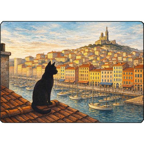 Planche à découper en verre chats de Marseille 28,5 × 20 cm