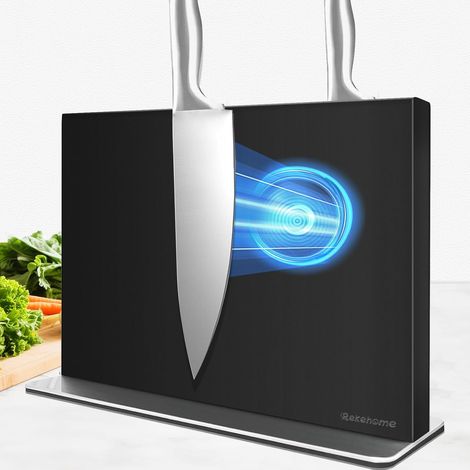 Knife Free Magnetic Knife Block 30cm Black Magnetic Knife Block 304 Stainless Steel Magnetic Knife Holder Strong Magnetic Stand on Both Sides Make Kitchen Tidy (1/5)