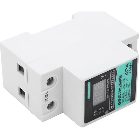DIN 40A AC230V Spannungsschutzrelais mit Digitalanzeige, Kontrollleuchte, Überspannungs- und Unterspannungsverzögerung, automatischer Rückstellung, DIN-Schienenmontage. (1/5)