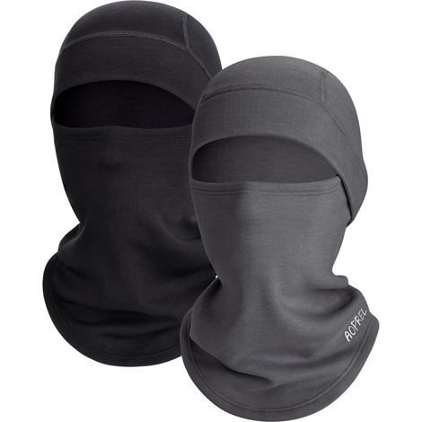 Kinder Sturmhaube Winter Modal-Wolle-Mix Balaclava Skimaske Winddicht Schwarz + Dunkelgrau (1/5)