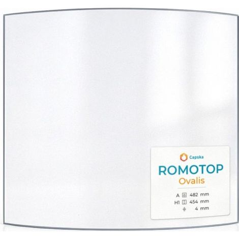 Vitre Romotop OVALIS - Verre Courbe pour poêle à bois - 482 x 454 mm (A x H) - 4 mm (1/5)