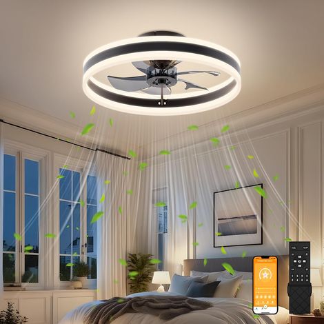 Ventilateur de plafond avec éclairage LED, 3000K, 6500K, 40 cm, télécommande, pour chambre, salon, cuisine ou bureau.-AquaForge (1/5)