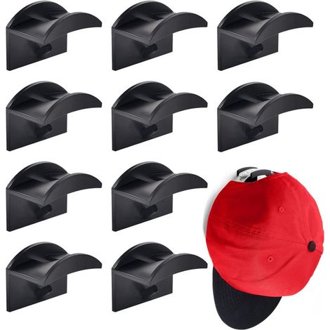 Lot de 10 supports à chapeaux autocollants - crochets muraux - organisateurs - crochets robustes pour casquettes de baseball - crochets multi-usages - adaptés aux portes, armoires, bureaux, chambres (1/5)