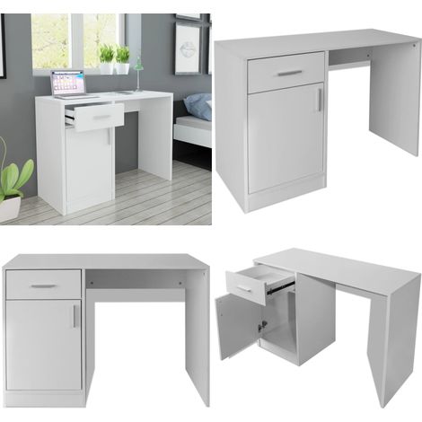 Schreibtisch mit Schublade und Schrank Weiß 100x40x73 cm - Schreibtisch - Weißer Schreibtisch - Moderner Schreibtisch - Bürostuhl - Home Office - Home & Living