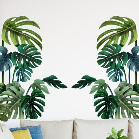 Set of Two Tropical Leaf Wall Stickers, Wall Decals, Wall Decoration for Living Room, Bedroom, Office (1/5)