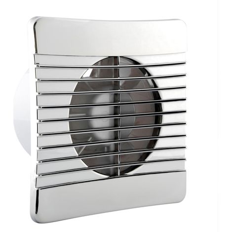Airvent Low Profile Extractor Fan Timer Controlled Chrome Bathroom Toilet 100mm