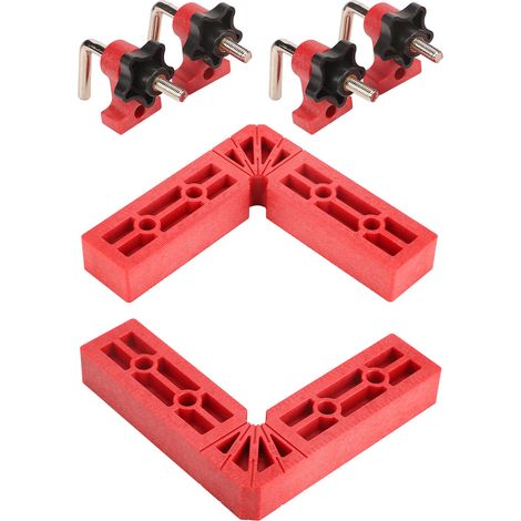 2 Stück 90°-Positionierwinkel, rechtwinklige Klemme, ABS-Holzbearbeitungswerkzeug, 120 mm (4-1/2 Zoll), Rot (1/5)