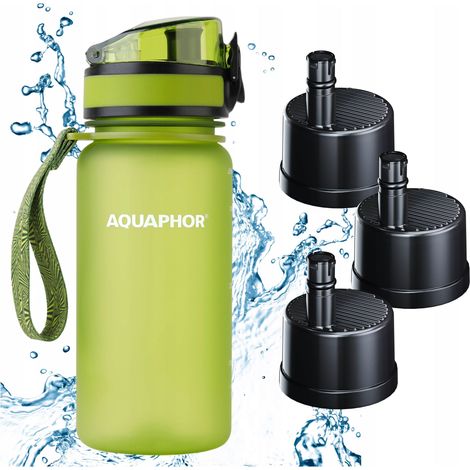 Aquaphor City Filterflasche 350 ml Grün, 3er-Set Filterkartuschen (1/5)