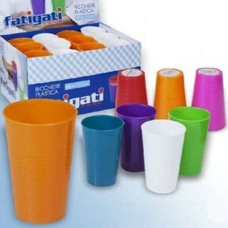 TrAdE Shop Traesio - Set 12 Pezzi Bicchieri In Plastica Rigida Colori Assortiti 200 Ml - (1/2)