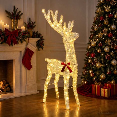 vidaXL Renne de Noël 3D LOVIISA 140 LED Blanc chaud 70 x 26 x 128 cm (1/5)