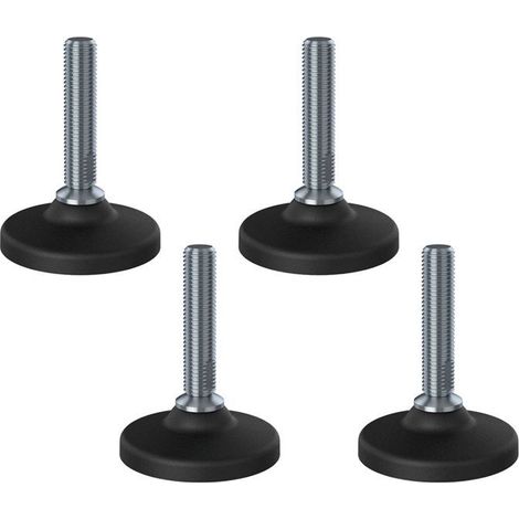 construction site equipment AISI 304 stainless steel leveling foot with M16x70 / A2 80mm plastic base - Set of 4