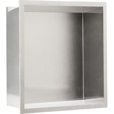 Shower Niche Silver Steel Rust-Proof 33 x 33 Brushed Finish Bathroom Shelf Modern LED ITAIPU (1/5)