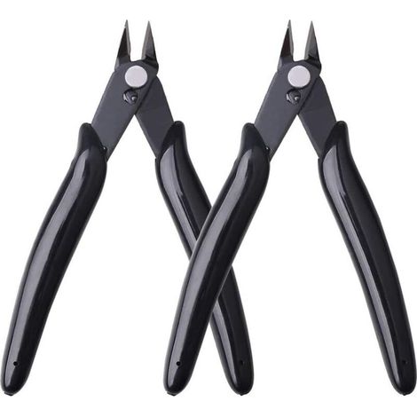 Pince coupante latérale, Yuanzi 2pcs pince coupante diagonale de précision pour fil électrique, bijoux (noir) (1/4)