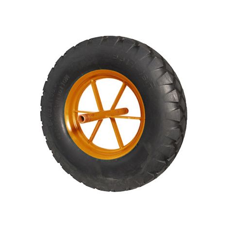 Roue de brouette pleine increvable Ø400mm – Bandage caoutchouc noir – Charge 200 kg – Tube acier pour tous terrains – Guitel (1/2)