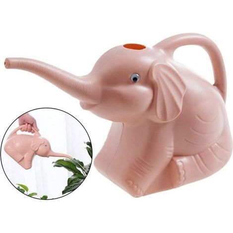 1 x Elefanten-Gießkanne, 2 l, langer, stabiler Kunststoffausguss, dekorative Gießkanne für Zimmer- und Gartenpflanzen (1/5)