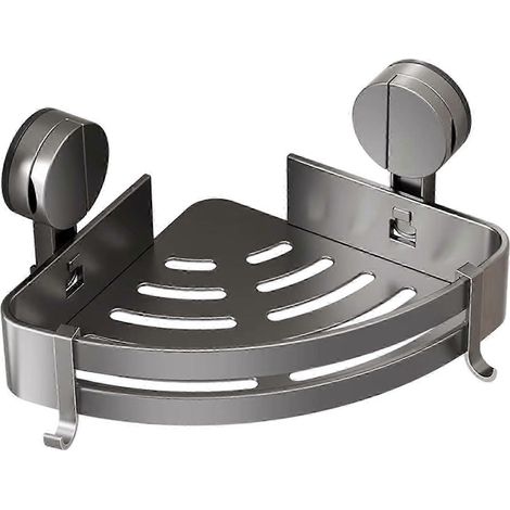 Étagère d'angle de douche en aluminium sans perçage, avec ventouse et grande capacité de charge. (1/5)