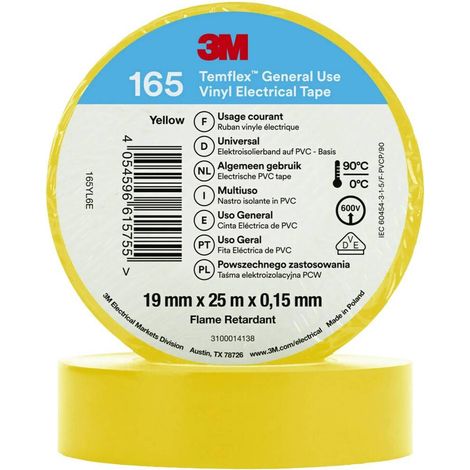 Cinta aislante 3m temflex 165 grosor 0.15 mm resistencia 90 °C
