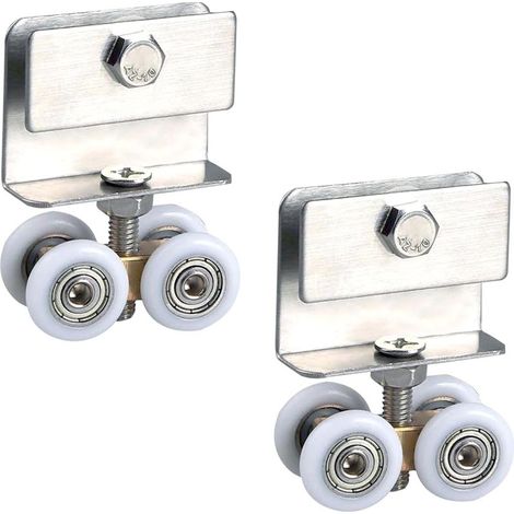 2 Pièces,Roulette Porte Coulissante Douche Galets Roues Accessoires Roulement MéTalliques Roue Suspendue Poulie Pour Coulissantes, En Verre Salle Douche, Appareil à Rail Ferrure (1/5)
