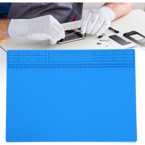 Hochtemperaturbeständige und antistatische Silikon-Wärmedämmmatte für Reparaturtische an Mobiltelefonen und Computern, Schraubenaufbewahrungsmatte, 350 x 250 x 4 mm, dunkelblau (1/5)