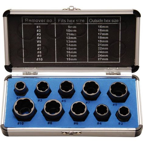 Jeu de Douilles Spiralées Extracteur de Vis 10 mm (3/8) - Profil Hélicoïdal 9-19 mm - 10 pcs - Extraction Facile et Pr - D-Work (1/4)