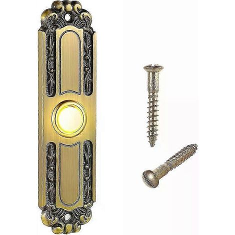 Türklingelknopf in Antikbronze mit Beleuchtung, kabelgebunden, rechteckiger LED-Türgong, Wandmontage-Türklingelschalter – JXLGV (1/5)