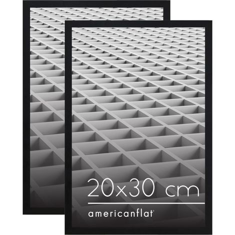 Lot de 2 Cadres Photo Noirs 20x30 cm – Cadre Photo à Bordure Fine avec Verre Résistant aux Chocs - Formats Horizontaux et Verticaux pour Mur et Table (1/5)