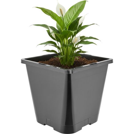 Garronda Pflanztopf Kunststoff hoch 20 x 20 x 23 cm (5,6L) eckig mit Drainagelöchern Blumentopf PP Pflanzgefäß für Garten Gewächshaus Balkon Anzucht Innen Außenbereich Schwarz GD-0201