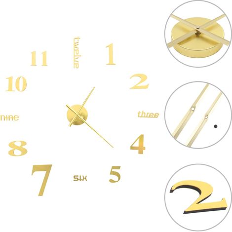 Horloge murale 3D Design moderne 100 cm XXL Doré (1/5)
