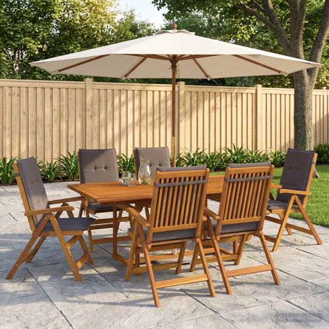 vidaXL Ensemble de salle à manger d'extérieur avec parasol 8 pc (1/5)