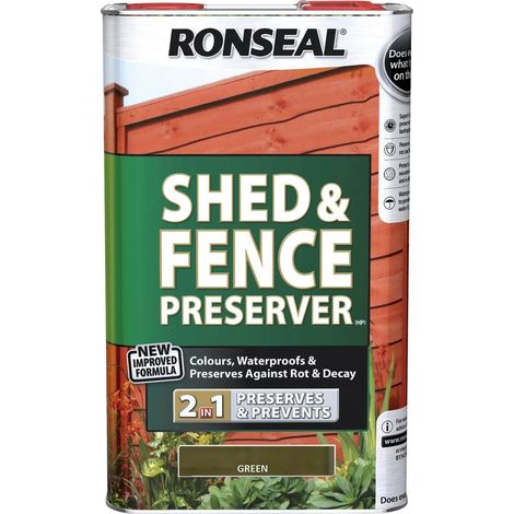 Ronseal 37652 Shed & Fence Preserver Green 5 litre RSLSFG5L (1/4)