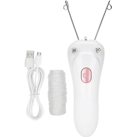 Épilateur électrique à fil de coton rechargeable par USB (avec câble USB et fil de coton) (rose)