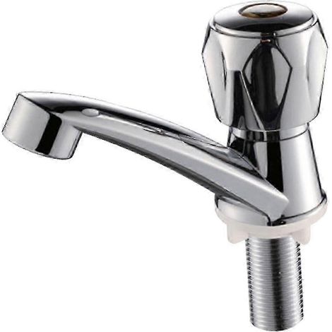 Mitigeur d'évier de cuisine, robinet mitigeur à poignée unique en plastique ABS chromé, jet d'eau froide spiralé avec raccord G1/2 (1/4)