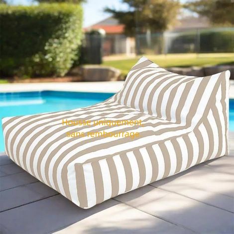Housse Pouf d'extérieur Imperméable(sans Rembourrage) Outdoor Housse de Pouf Oxford à Rayures, Fauteuils Poire Pouf Chaise pour Enfants Adultes pour Jardin, Plage, Piscine(Khaki) (1/5)