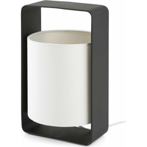 Faro Lula - Lámpara de mesa pequeña 1 luz blanca, negra con pantalla blanca, E27 (1/5)