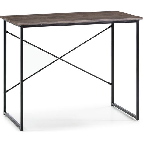 Mesa de Escritorio Cáceres Negro, Mesa de Ordenador, Estilo Industrial, 90 (Largo) x 50 (Profundo) x 74 (Altura) cm