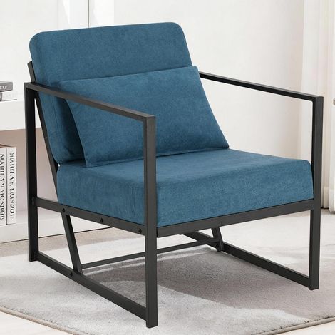 Gepolsterter Cocktailsessel mit Armlehnen aus Leinen, blau (1/5)
