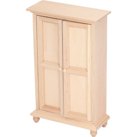 Armoire miniature en bois pour maison de poupée à l'échelle 1:12, avec double porte, accessoire de mobilier pour chambre et salon. (1/5)