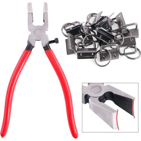32 jeux de clés de 25 mm avec 1 pince pour porte-clés, outils de pince en verre à mâchoires incurvées, embouts en caoutchouc parfaits pour installer des outils de clé (noir) (1/5)