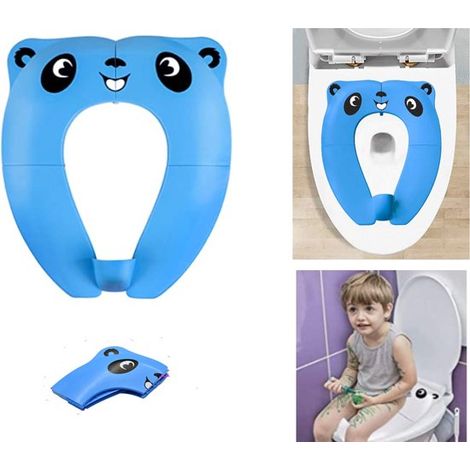 Réducteur de WC panda – Bleu – Formateur de toilette – Pliable – Siège enfant – Apprentissage propreté (1/5)