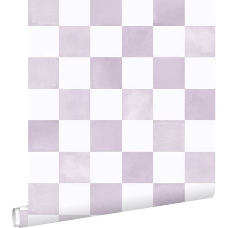 papier peint à damier lilas violet et blanc  - ESTAhome (1/5)