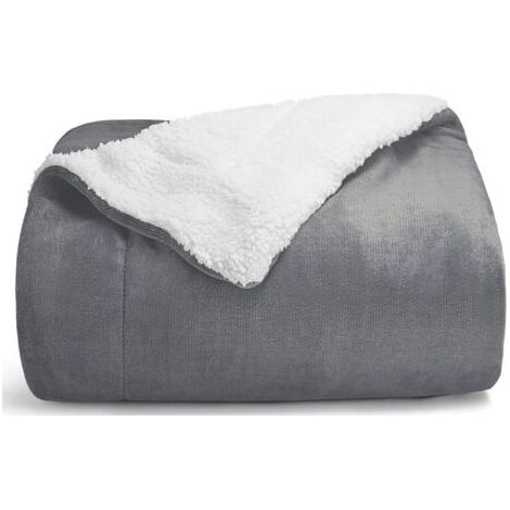 Plaid Couverture Polaire en Sherpa, 130x160 Couverture lit 1 Personne Gris Anthracite, Plaid Canape Fourrure Jeté de Canapé Réversible, Jete Canape Petit Épais Chaud et Doux en Peluche 130 x 160（Gris）