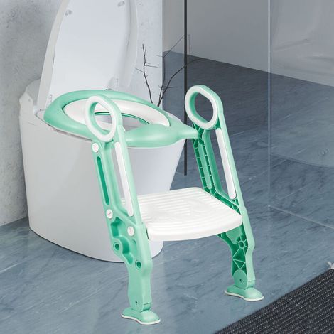 Siège Toilette Enfant Pliable et Réglable,Réducteur de WC Pour Enfant Réducteur de Toilette Bébé pour D'apprentissage à la Propreté (vert clair) (1/5)