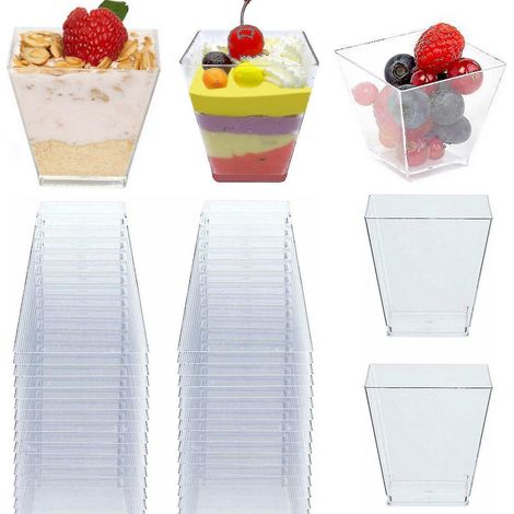 50 verres à shot jetables transparents en plastique pour fêtes et desserts (1/3)