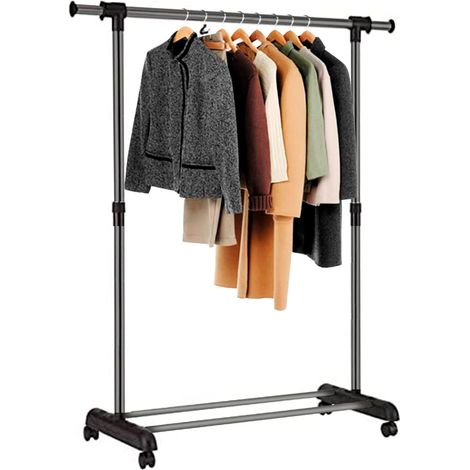 Portant a Vêtement, Penderie Vetement, Porte-vêtements, Armoire à Vêtements, Robuste, en Métal et Portable avec Roues (1/5)
