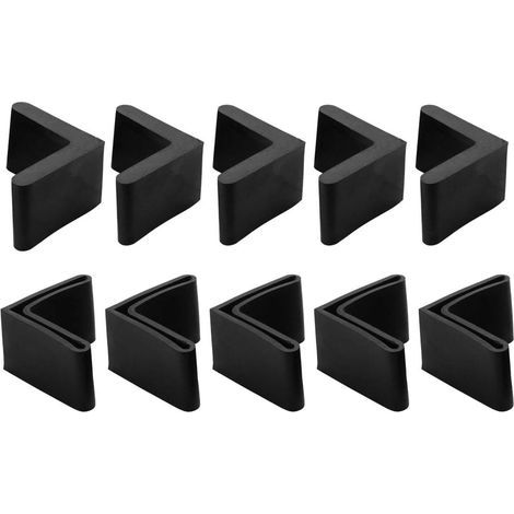 Protectores de patas de hierro para esquinas de muebles (30 mm/1,18"), 10 unidades, fundas de PVC en forma de L para patas de muebles y estantes, color negro. (1/4)