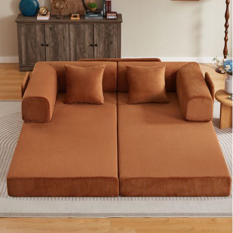 Canapé convertible Tatami avec structure en acier chromé et deux matelas en mousse haute densité (1/5)
